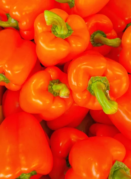 Vibrant Orange Bell Peppers Top View Close Natural Background — Stock Photo, Image