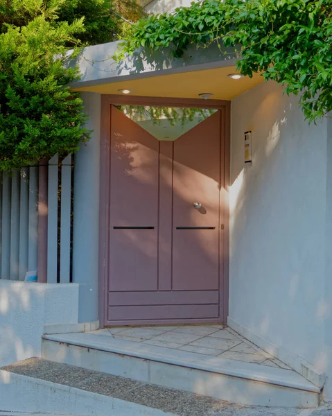 Elegante Puerta Marrón Metálica Entrada Casa — Foto de Stock