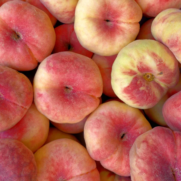 Fresco Succoso Pesche Vista Dall Alto Primo Piano Fondo Frutta — Foto Stock