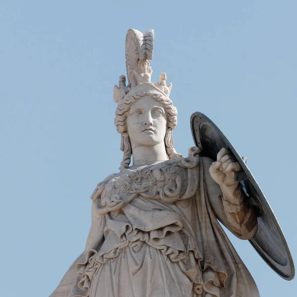 Athena Marble Statue Partial View Ancient Greek Goddess Knowledge Wisdom — Stock Photo, Image