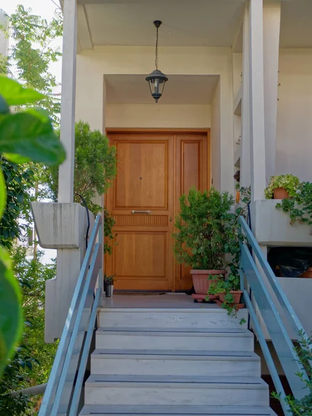 Puerta Entrada Casa Contemporánea Atenas Grecia — Foto de Stock