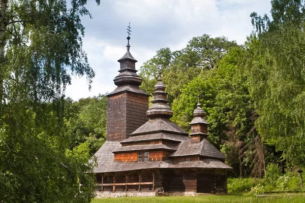 Старинная Украинская Православная Церковь Деревянное Здание Традиционном Галисийском Стиле Прекрасный — стоковое фото
