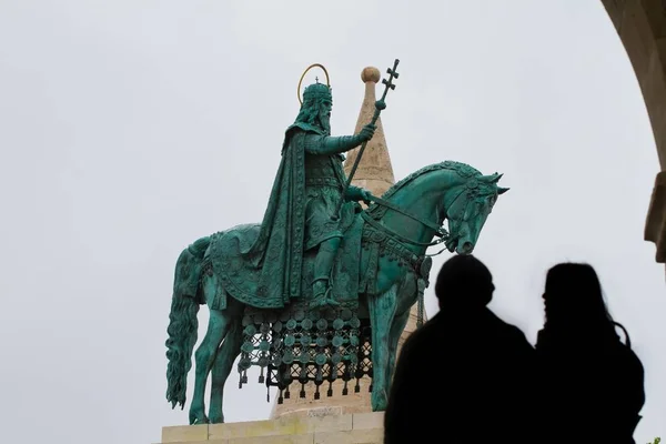 Budapešť Maďarsko 2019 Památník Soch Prvnímu Králi Uherského Krále Štěpána — Stock fotografie
