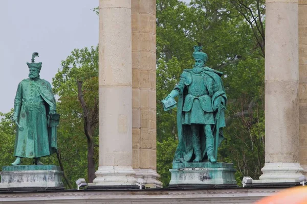 Budapešť Maďarsko 2019 Hrdinské Náměstí Hosok Tere Sochy Gabriela Bethlena — Stock fotografie