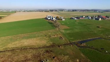 Lancaster, Pa dron tarafından görülen sonbahar ABD'de Amish çiftlikleri
