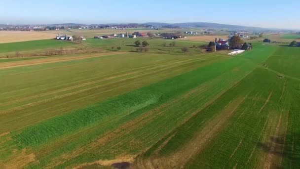 Amish Farm Lancaster Usa Jesienią Postrzegane Przez Drone — Wideo stockowe