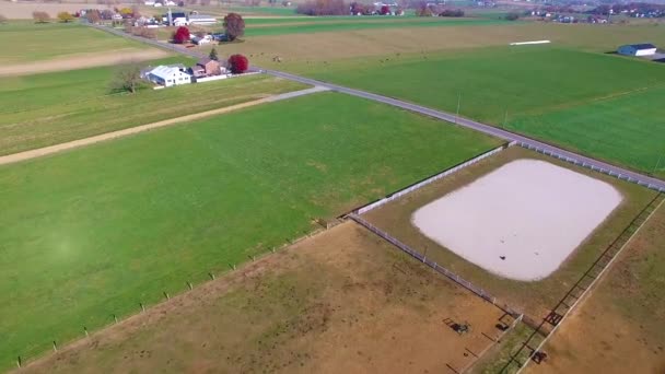 Amish Farms Lancaster Usa Otoño Visto Por Drone — Vídeo de stock
