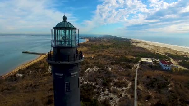 Faro Visto Por Dron Día Soleado — Vídeo de stock