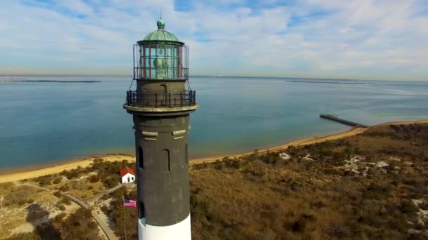 Faro Visto Por Dron Día Soleado — Vídeos de Stock