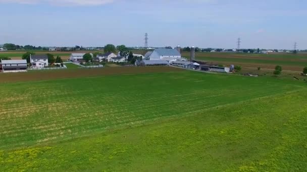 Amische Bauernhöfe Auf Dem Land Bauernhöfe Drohne — Stockvideo