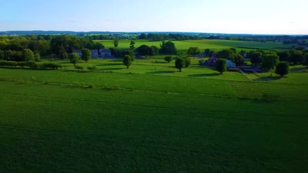 Avión Tripulado Través Campiña Amish — Vídeo de stock