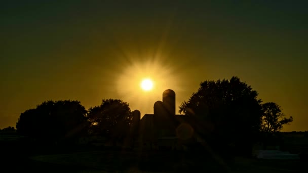 Timelapse Puesta Sol Campo Amish — Vídeos de Stock