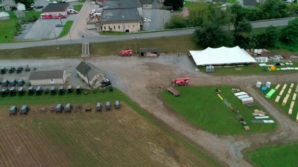 Letecký Pohled Amish Mud Prodej Aukce Podzimní Den Viděném Drony — Stock video