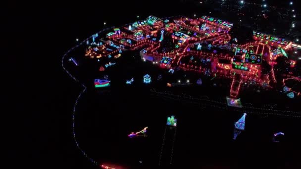 Vista Aérea Pantalla Luz Navidad Las Tierras Cultivo Como Por — Vídeos de Stock