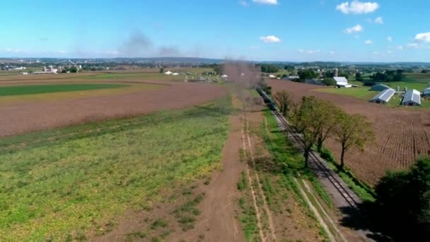 Strasburg Pensilvânia Setembror 2018 Thomas Train Passenger Cars Puffing Amish — Vídeo de Stock