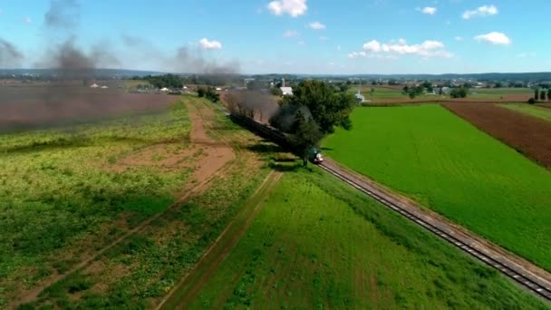 Strasburg Pennsylvania Septemberr 2018 Thomas Train Passenger Cars Puffing Amish — Stok Video