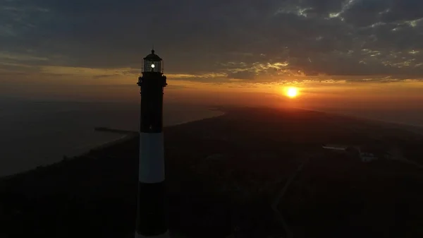 Deniz Feneri Doğarken Havadan Görünümü Bir Portakal Olarak Gördüğüm Bir — Stok fotoğraf
