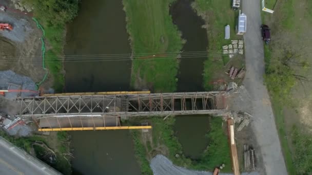 Ronks Pennsylvania September 2018 Dismantling 174 Year Old Burr Arch — Stock Video