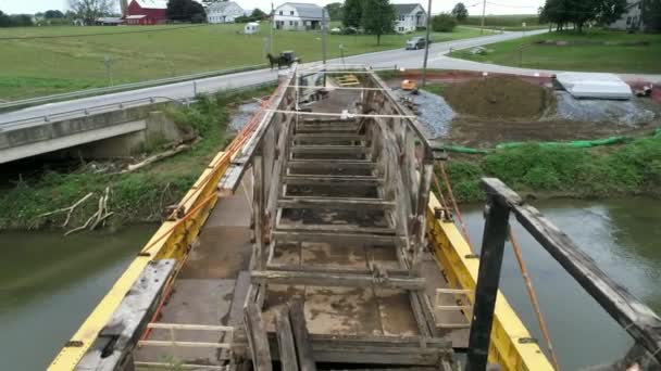 Ronks Pennsylvanie Septembre 2018 Démantèlement Pont Couvert Conception Burr Arch — Video