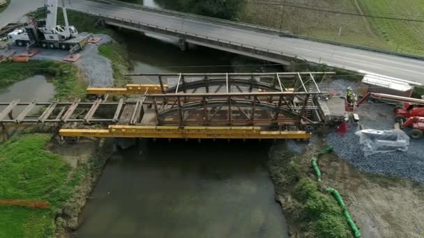 Ronks Pennsylvanie Septembre 2018 Démantèlement Pont Couvert Herr Vieux 174 — Video