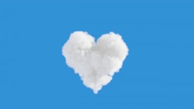 Bir animasyon ile kalp mavi gökyüzünde bulut Happy Valentine ile şeklinde