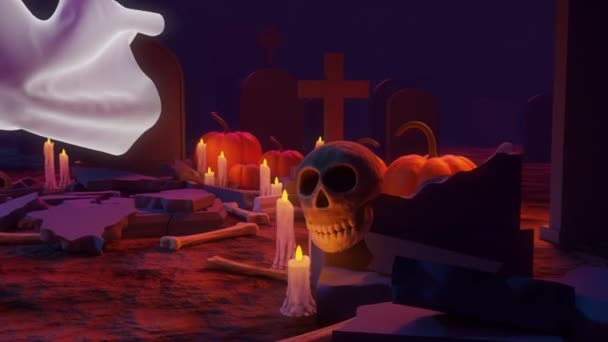 Una Animación Escena Del Cementerio Que Termina Con Signo Suscripción — Vídeos de Stock