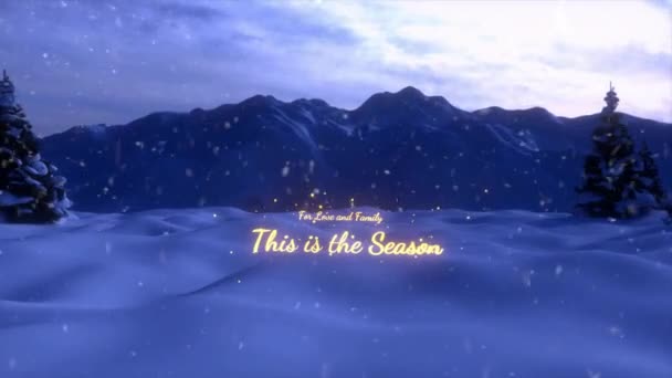 eine Animation der Weihnachtsszene, die mit einem Weihnachtsbaum und einem goldenen Schriftzug endet