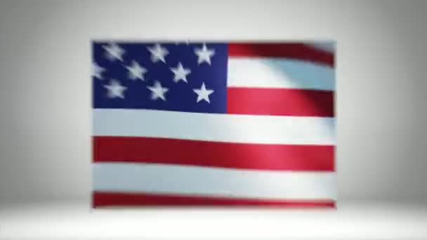 7月4日动画烟花美国国旗和76年本宁顿旗 — 图库视频影像