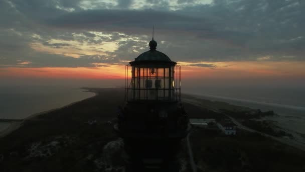 Flygfoto Över Fyr Som Närbild Påsk Söndag Sunrise Som Ses — Stockvideo