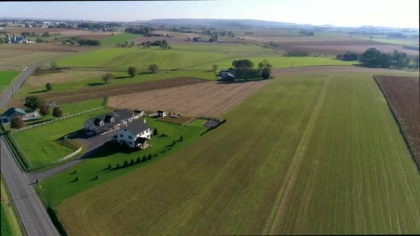 Aerial View Amish Countryside Seen Drone — Stock Video