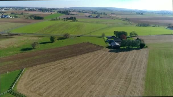 Uma Vista Aérea Campo Amish Como Visto Por Drone — Vídeo de Stock
