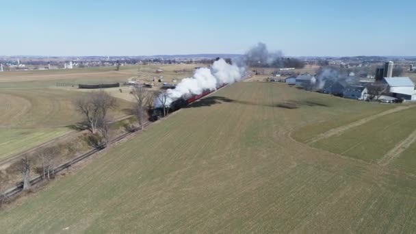 Strasburg Pensilvânia Fevereiro 2019 Vista Aérea Campo Amish Com Trem — Vídeo de Stock