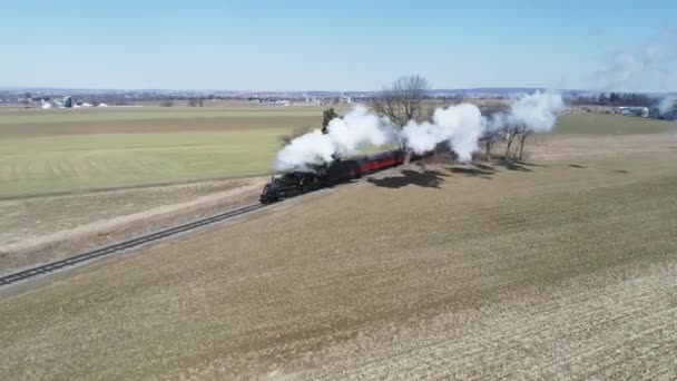 Strasburg Pennsylvania Februar 2019 Aerial View Amish Countryside Steam Passenger – Stock-video