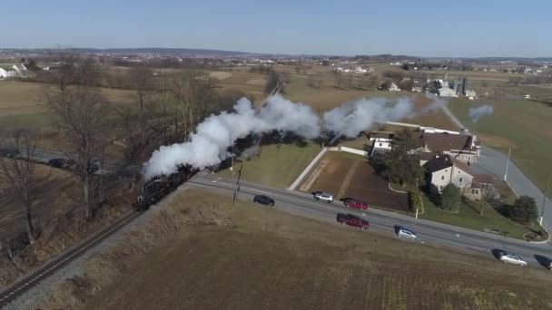 Strasburg Pensilvânia Fevereiro 2019 Vista Aérea Trem Combinado Carga Passageiros — Vídeo de Stock