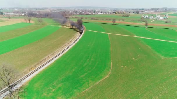 Strasburg Pensilvânia Abril 2018 Vista Aérea Trem Vapor Por Amish — Vídeo de Stock