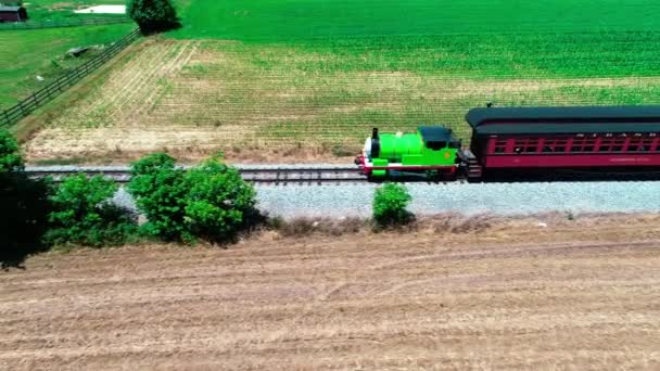 Strasburg Pennsylvania Juni 2018 Percy Ånglok Amish Farmlands Som Ses — Stockvideo