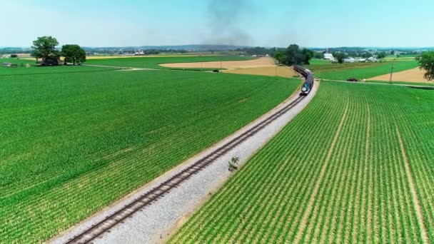 Strasburg Pensilvânia Junho 2018 Vista Aérea Thomas Train Steam Engine — Vídeo de Stock