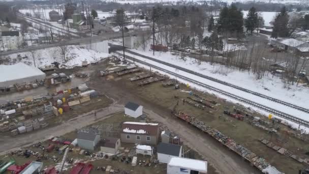 Luftaufnahme Der Vorbereitung Für Einen Amish Winter Schlamm Verkauf — Stockvideo