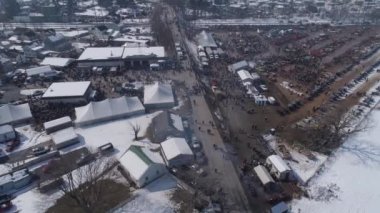Çamurda Bir Amish Kış Çamur Satışı Havadan Görünümü