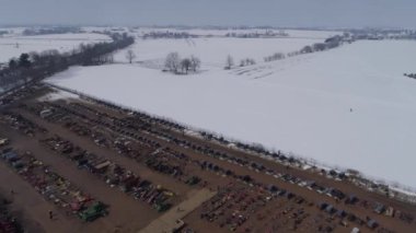 Çamurda Bir Amish Kış Çamur Satışı Havadan Görünümü