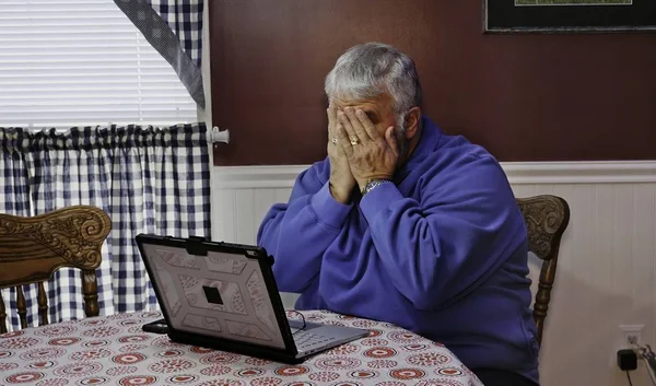Senior Upset and Mad at Using a Computer and Technology