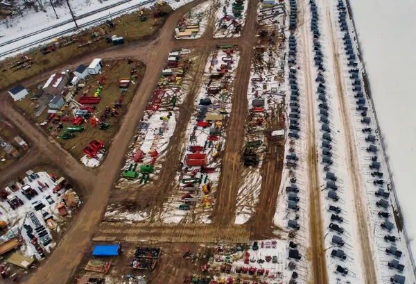 Aerial View of an Amish Winter Mud Sale in the Mud — Stock Photo, Image