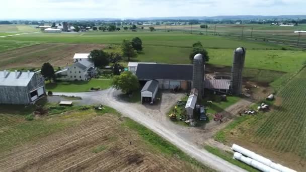 Vista Aérea Fazenda Amish Campo — Vídeo de Stock