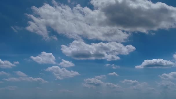 Slow Moving Clouds Blue Sky Some Dark Clouds Sunny Summer — Stock Video