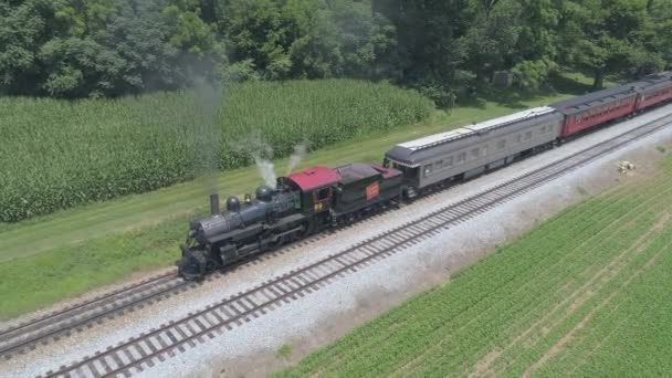 Ronks Pennsylvania Juli 2019 Luchtfoto Van Een 1910 Stoommachine Met — Stockvideo