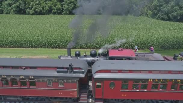 Ronks Pennsylvania Juli 2019 Luchtfoto Van Een 1910 Stoommachine Met — Stockvideo