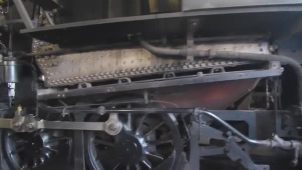 Steam Engine Hátlap Motorház Kezdeni Hogy Nap — Stock videók