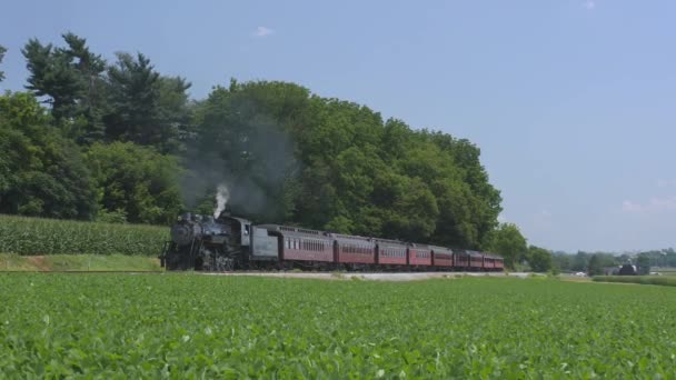 Ronks Pennsylvanie Juillet 2019 Une Locomotive Vapeur 1924 Avec Train — Video