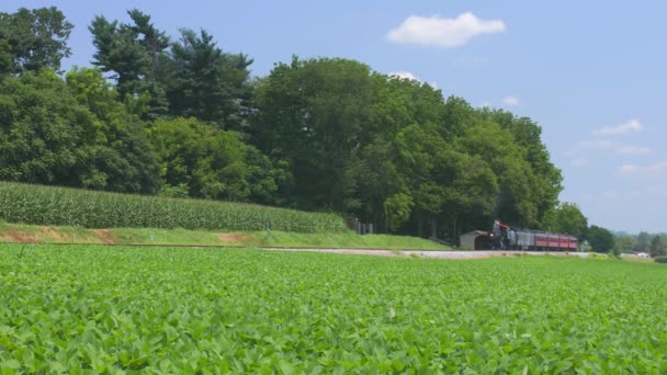 Ronks Pennsylvania Juli 2019 Een 1910 Stoommachine Met Passagierstrein Trekken — Stockvideo