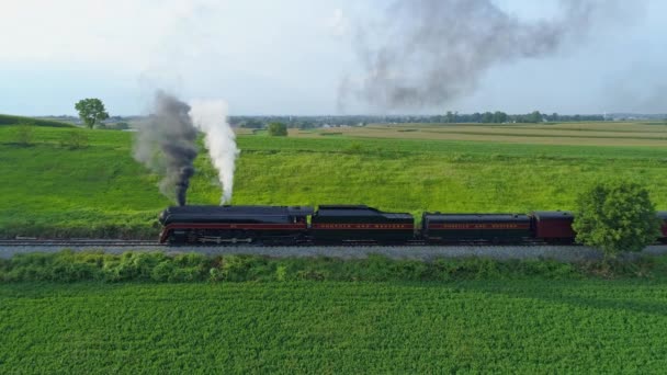 Strasburg Pennsylvania Agosto 2019 Una Vista Aérea Tren Vapor 611 — Vídeos de Stock